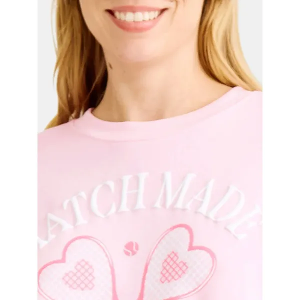 Valentines Day Womens Sweatshirt Size XL Pink Match Made In Heaven Fleece Cozy - Image 5
