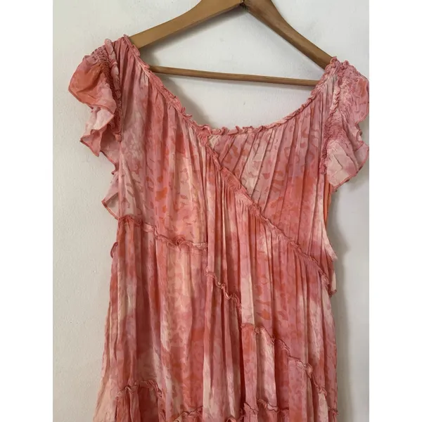 Anthropologie Asymmetric Hanky Tunic Tiered Chiffon Dress Size Small - Image 5