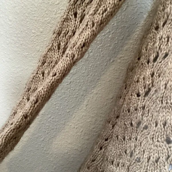 American Eagle Tan Sweater Large Wool Blend Open Knit Autumn Fall Earthy Neutral - Image 5