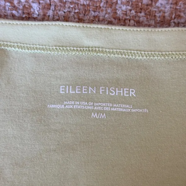 Eileen Fisher Green Cotton Spandex Boat Neck Pocket Top Medium Casual Relaxed - Image 5
