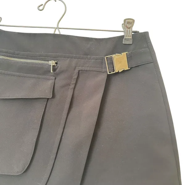 ZARA Faux Wrap Buckle Mini‎ Skirt Black Small - Image 4
