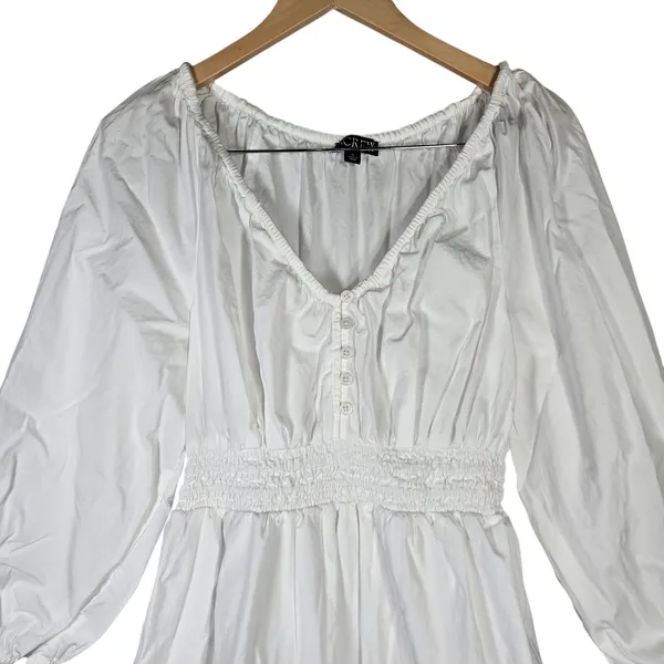 J. Crew V-Neck Midi Dress in Cotton Poplin in White S BR931‎ - Image 3