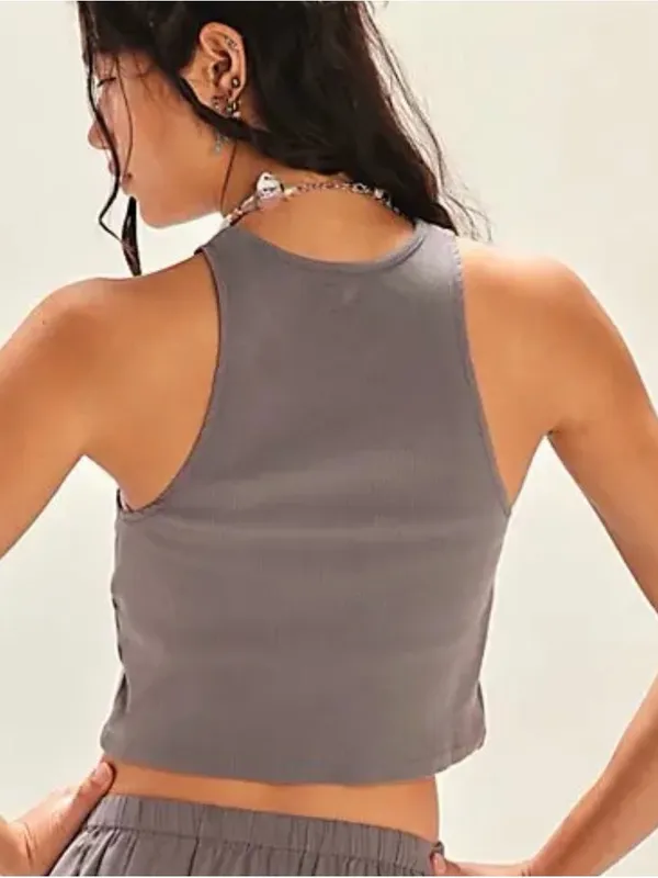 Free people Gray Ribbed Cropped Tank Top - Image 3