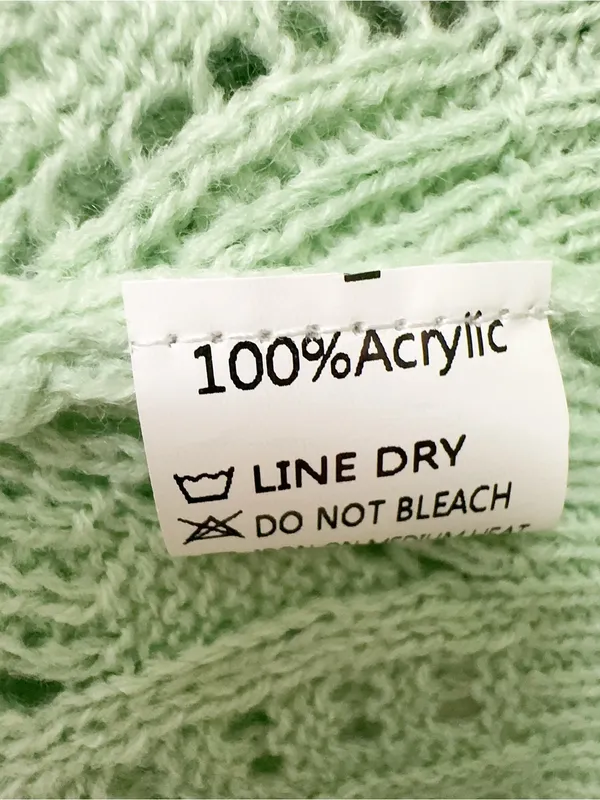 Miss Sparkling NWOT Oversized Apple Green Pointelle Ruffle Knit Sweater XL - Image 5