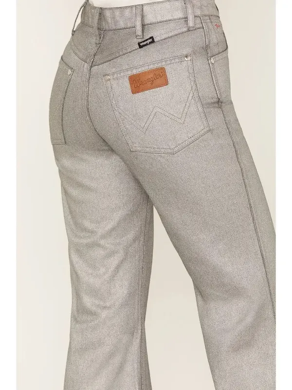 $149 Nwt Wrangler X Fender Women'S Metallic Wanderer Flare Jeans 31 - Image 4