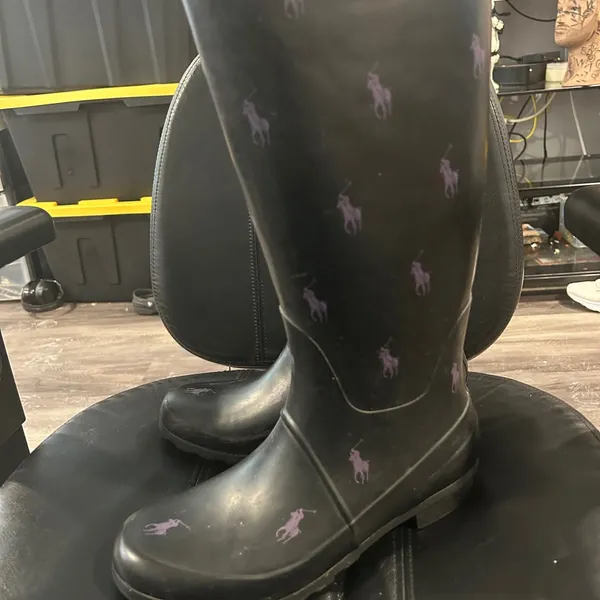 Polo by Ralph Lauren Black Boots with Purple Accents - Image 8