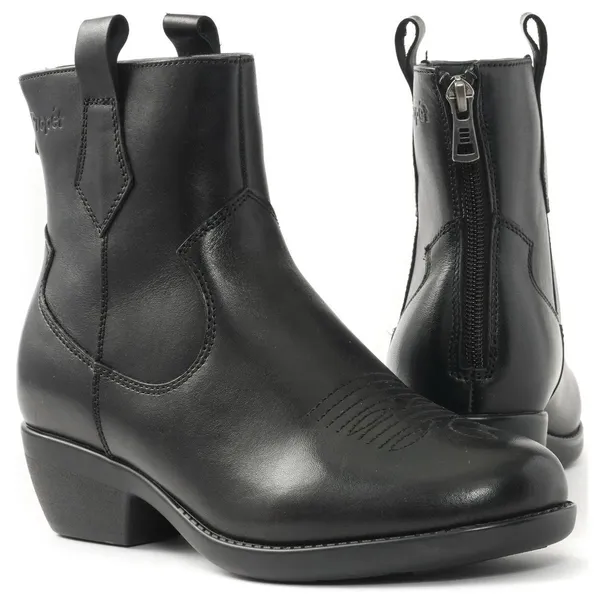 Propet Maisie Leather Ankle Boots Womens Size 8 Black Western Cowboy - Image 2