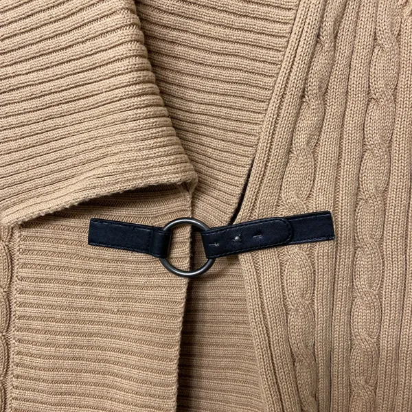 EUC CHAPS women’s tan thick cable knit buckle front sleeveless sweater‎ top XL - Image 2