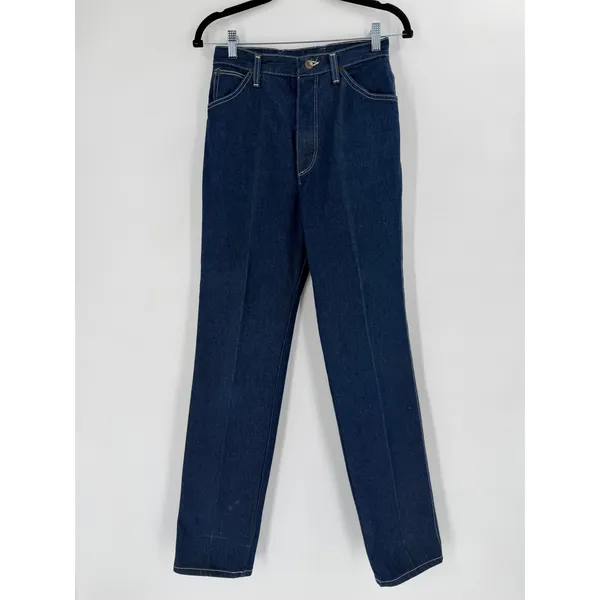 Vintage Wrangler Jeans Size 10 Dark‎ Wash Straight Leg Westernwear 34" Tall - Image 4