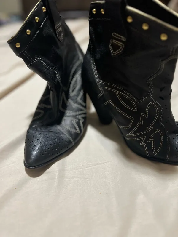 Leather western ankle boots Black Size 11 - Image 2