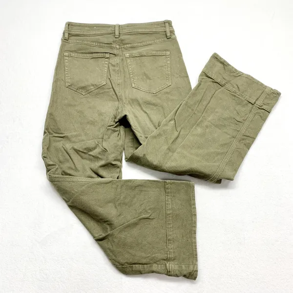 LOFT High Waist Wide Leg Pants Womens Size 0 25 Olive Green Utility Twill Cotton - Image 8