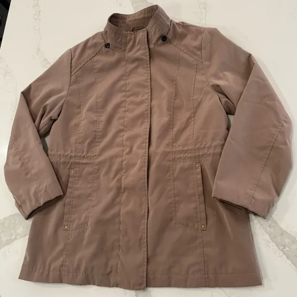 Breckenridge Full Zip Cinched Waist Rain Jacket Womens Size Medium Brown Utility - Image 2