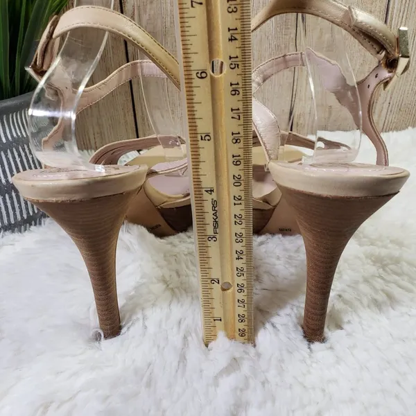VINCE CAMUTO Women's Size 9.5 Wide Beige Ankle Strap, Open Toe Heels - Image 6