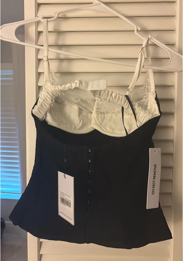Princess Polly renaissance corset lease top, black and white - Image 4