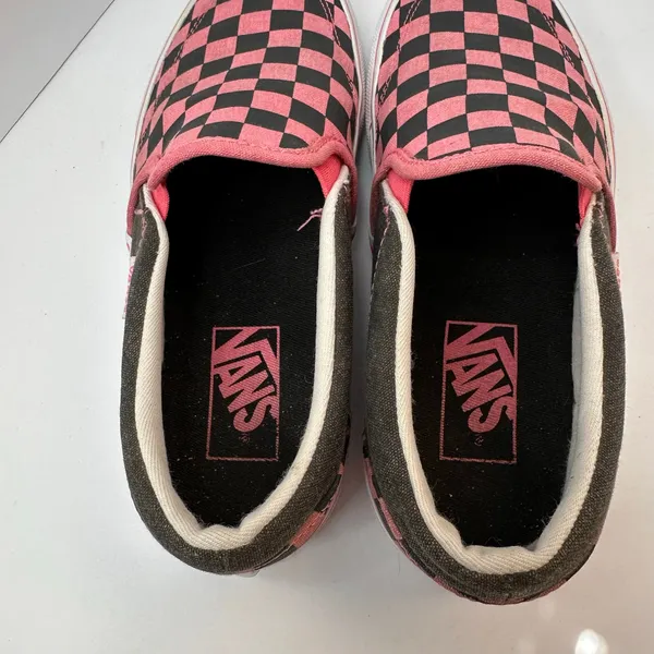 Vans Womens size 6.5 Vans Slip-On Checkerboard Skate Shoe Pink Black Grunge - Image 9