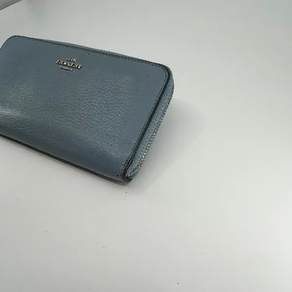 Coach Zip Around Wallet Dusty Blue Pebbled Leather Wallet - Image 4