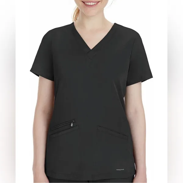HH Works by Healing Hands Black Scrub Tops - Image 2