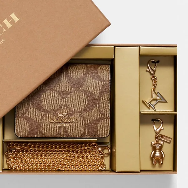 Authentic COACH Signature leather/coated canvas wallet on chain & 2 charms - Image 4