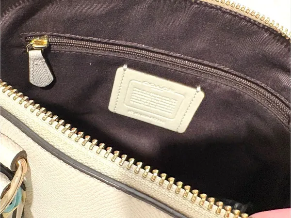 NWOT Coach Canvas Crossbody/shoulder Bag White With Twilly Silk Ribbon - Image 6