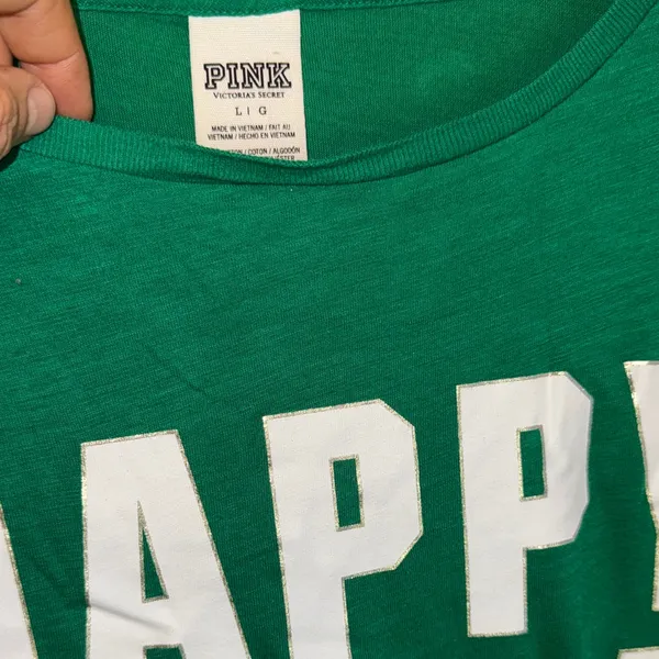 PINK Victoria's Secret Festive Green Tee - Image 5