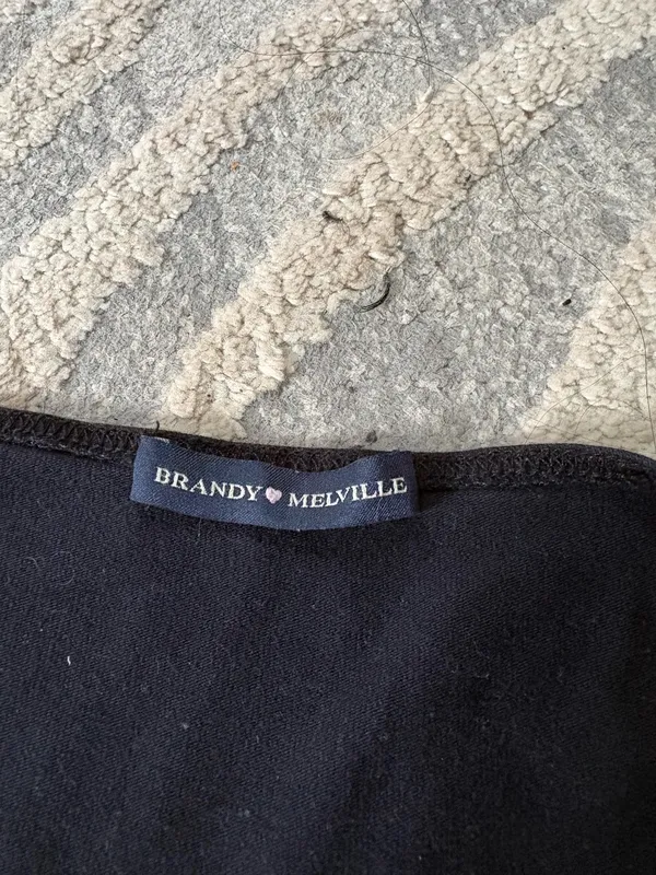 Brandy Melville navy tie front cropped long sleeve - Image 2