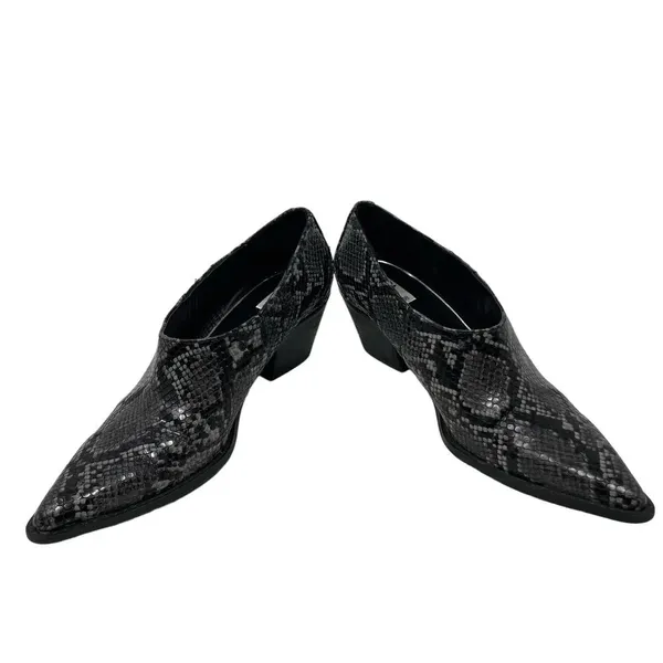 Zara Snakeskin Cowboy Heeled Ankle Booties Black Gray Size 38 / US‎ 7.5 - Image 5