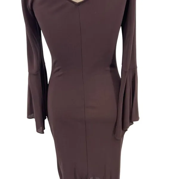 Diane von Furstenberg Vintage Brown Bell Sleeve Sheath‎ Dress Y2K Size 12 - Image 9