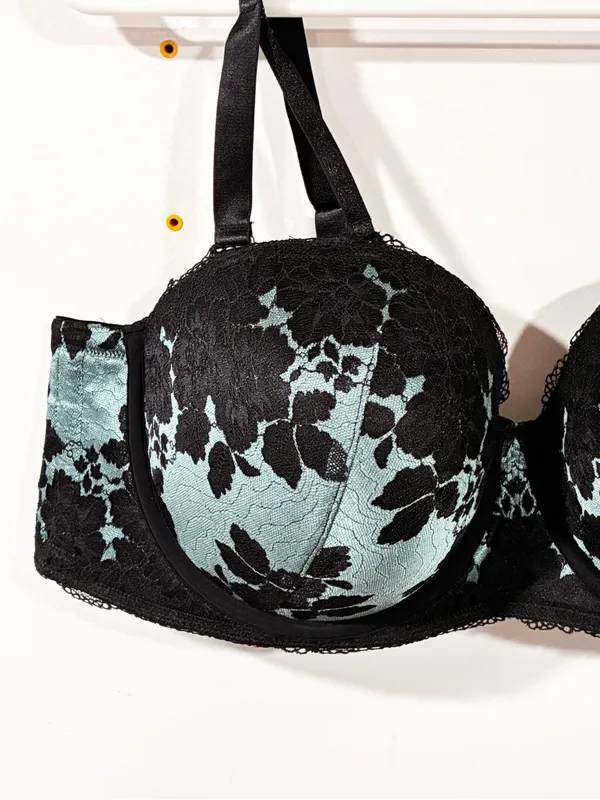 TORRID Plus Size Push-Up Strapless Bra 46C Black Teal Underwired NEW - Image 2