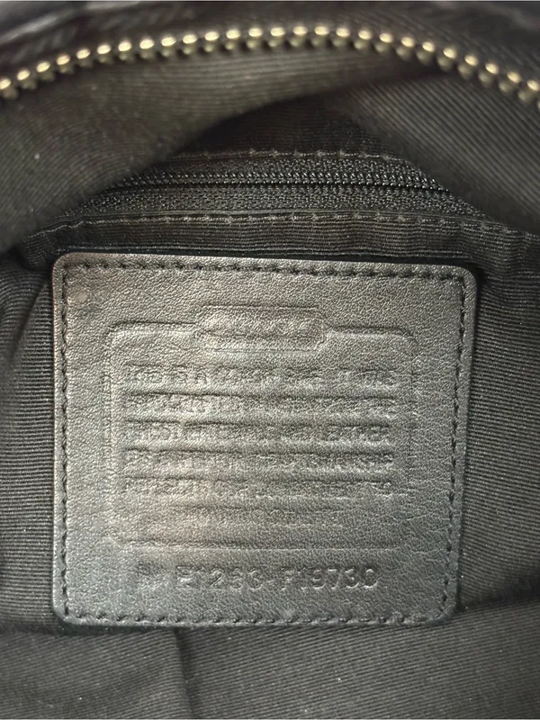 Coach Signature Optic Chain Black Shoulder Bag Purse Duffle - Image 9