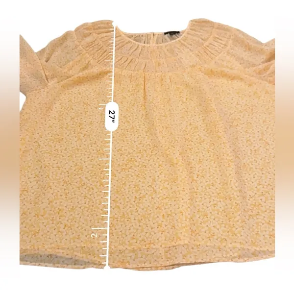 Ann‎ Taylor Yellow Orange Floral Long Sleeved Shirred Yoke Blouse Sz XL NEW - Image 8