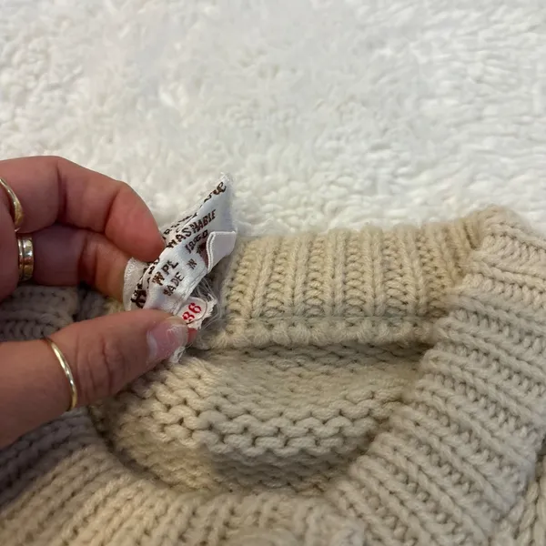 Women Virgin Wool Cream Knit Cardigan S Grandma Granola Soft Scandi Cottage Soft - Image 5
