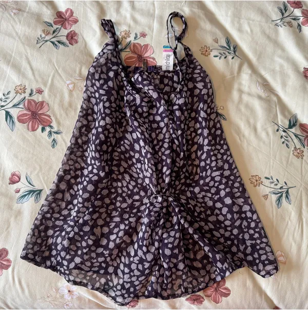 Mimi Chica Maroon Baby Doll Y2k Leapord Print Top - Image 2