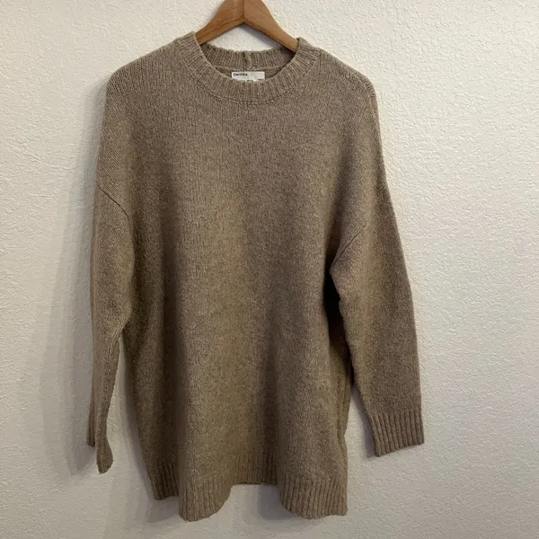Bershka Oversized Chunky Beige Crewneck‎ Tunic Sweater Small - Image 2