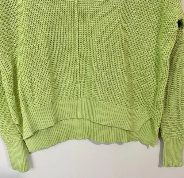 Sweet Romeo Women’s Waffle Knit Lightweight Pullover Sweater Green Size XS NWT - Image 4