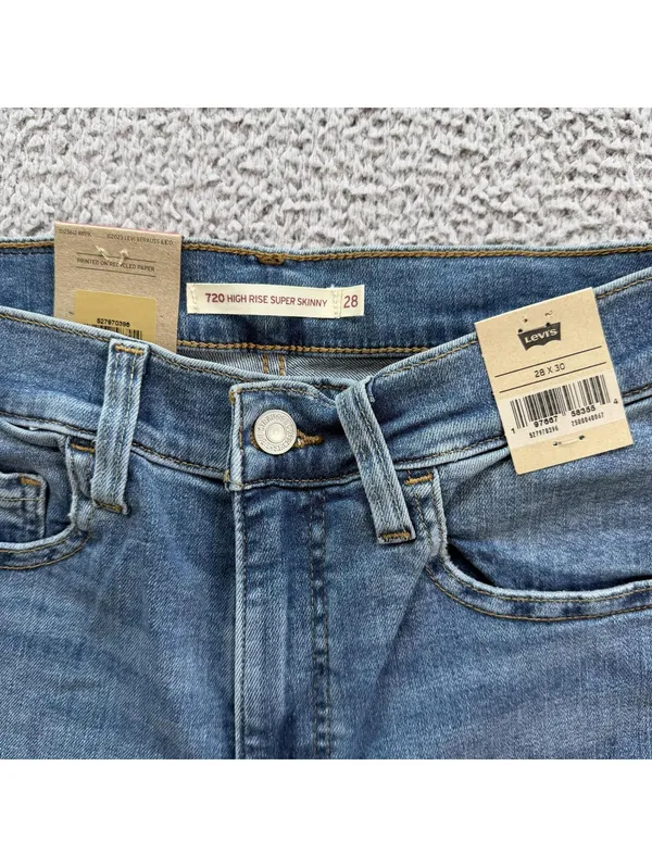 Levis 720 High Rise Super Skinny Jeans Womens 28x30 Light Wash Stretch Denim NWT - Image 6
