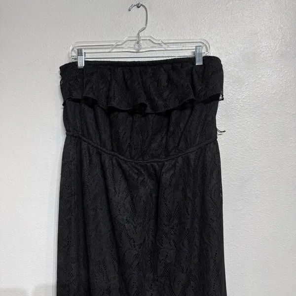 Trixxi Black Lace Strapless Maxi Dress Sz 2X Ruffle Top Sheer Overlay - Image 3