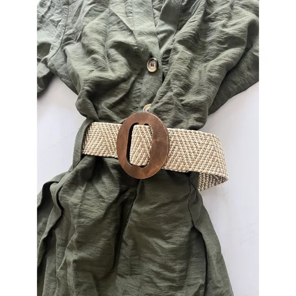 Zara Belted Short Sleeve Jumpsuit Dark khaki Size Medium - Image 5