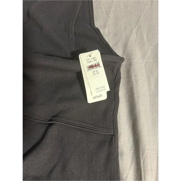 aerie Black Ribbed Twist-Front Mini Dress Size XL - Image 4