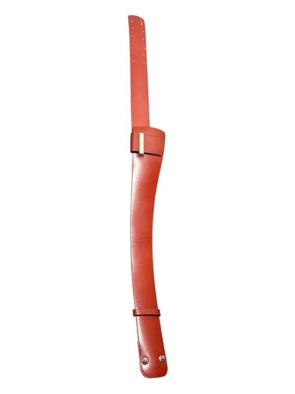 JOELS Wide Red-Brown Leather Statement Belt with Asymmetric Buckle - Image 2