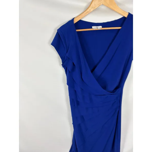 London Times Royal Blue Cap Sleeve Gathered Dress Size 10 - Image 2