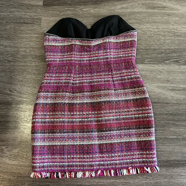 Revolve NBD Strapless Pink Tweed Zip-Front Mini Dress - Image 10