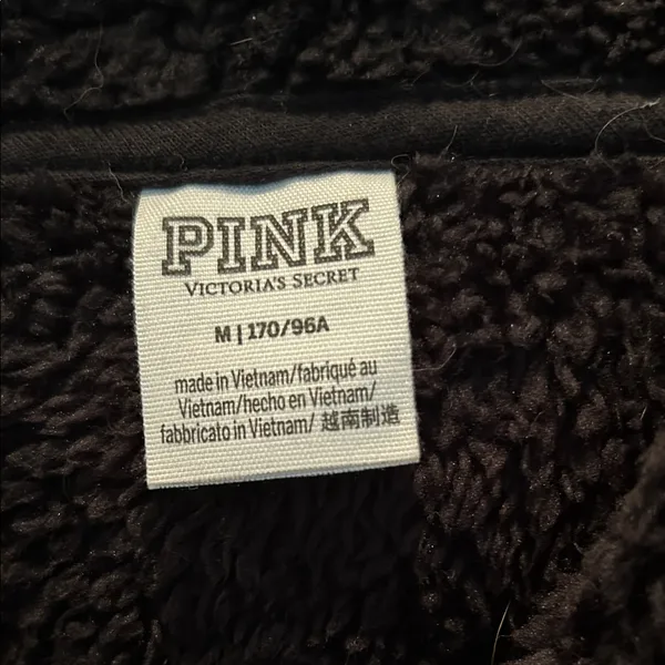 PINK Victoria's Secret Black Hooded Sherpa 1/4 Zip Jacket - Image 2