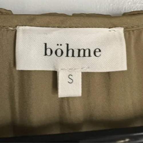 BOHME Womens green satiny tiered long ruffled midi dress sz S prairie cottage - Image 5
