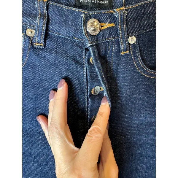APC Jeans Women 24 Blue Dark Wash Denim Button Fly Faded‎ Straight Cropped Leg - Image 6