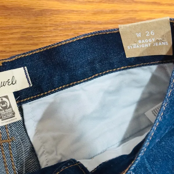 Madewell Baggy Straight Pleated Woodham Dark Wash Denim Jeans Size 26 - Image 9