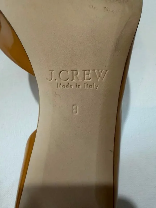 J.Crew Women's Patent Leather Pointed Toe D'Orsay Pumps, 3” Heels Tan - Image 3