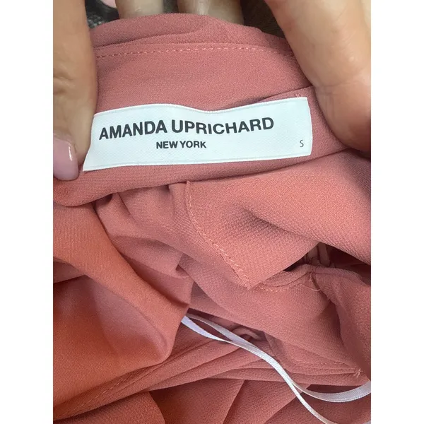 New!‎ Amanda Uprichard Elisa Dress Small Sienna Chiffon Draped Mini Cocktail - Image 3
