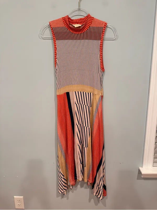 Anthropologie Maeve Cleary Striped Mock Neck Jersey Midi Dress S - Image 2