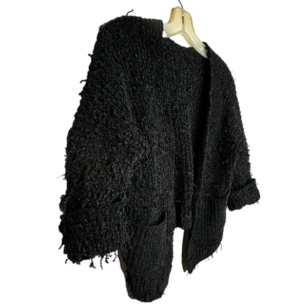 Thick‎ Black Cardigan Sweater - Image 2