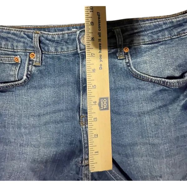 Zara The Skinny Denim Shorts Medium Wash Blue Raw Hem Womens Size 10 EUR 42‎ - Image 5